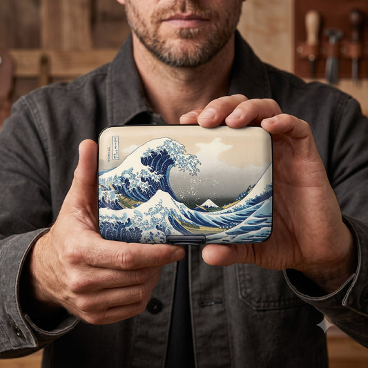 Hokusai The Great Wave RFID Armored Wallet lifestyle photo