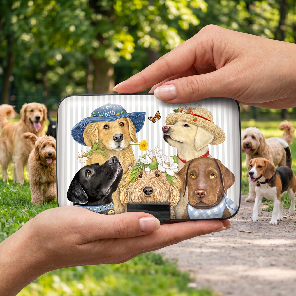 Mary Lake-Thompson Dogs RFID armored wallet