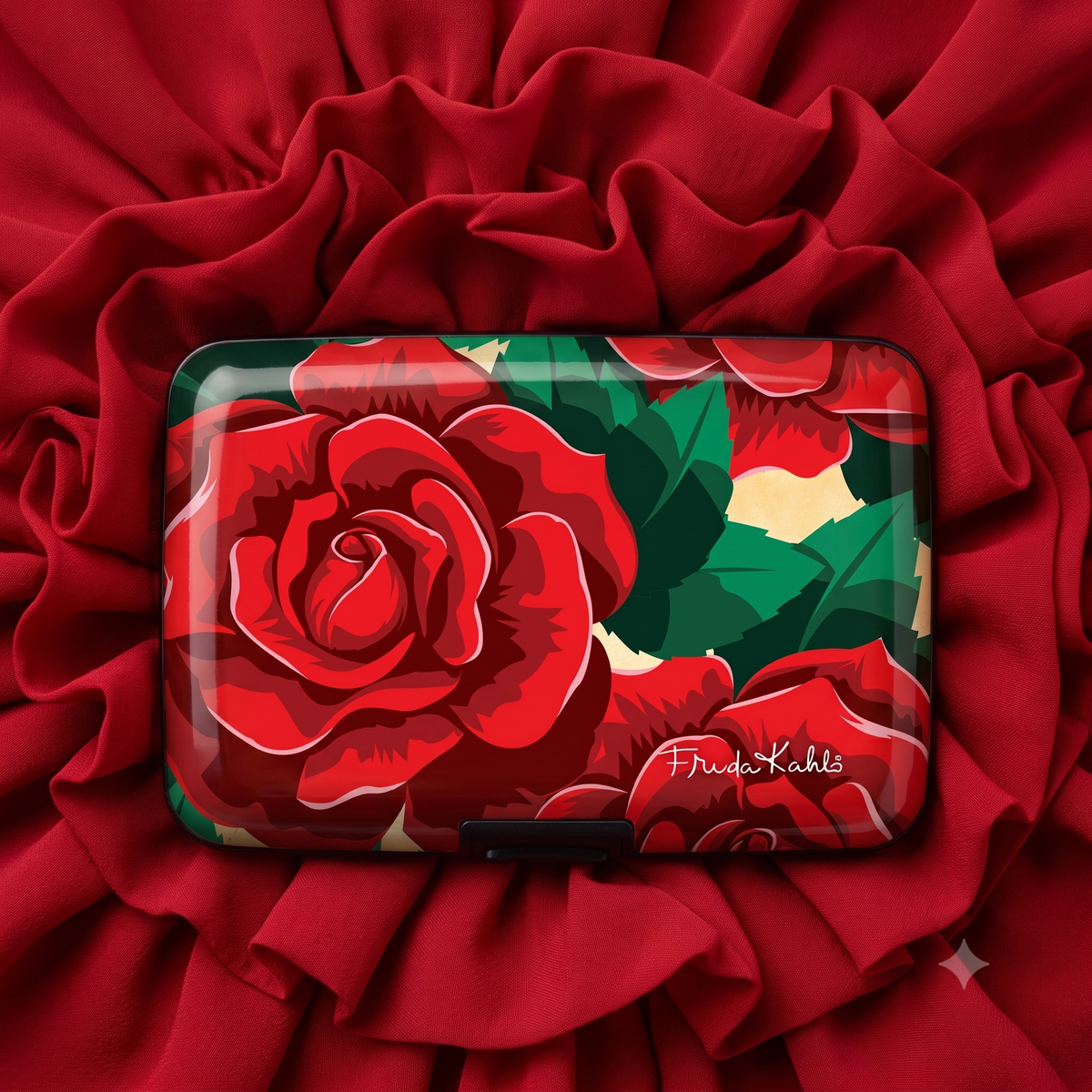 Frida Kahlo Rose RFID armored wallet