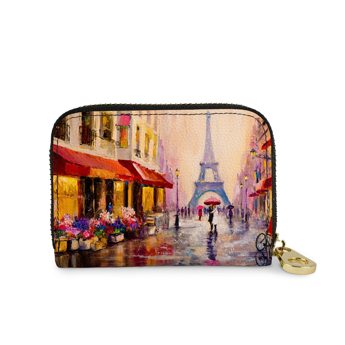 Travel Paris vegan leather RFID zipper wallet