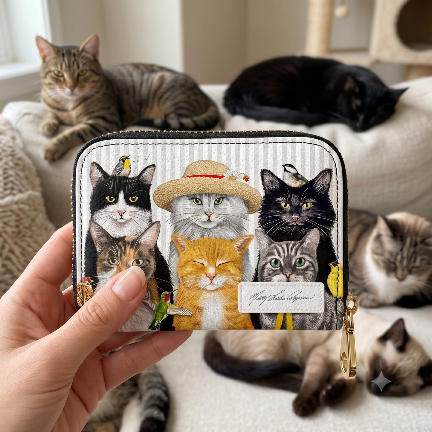 Mary Lake-Thompson Cats RFID zipper wallet