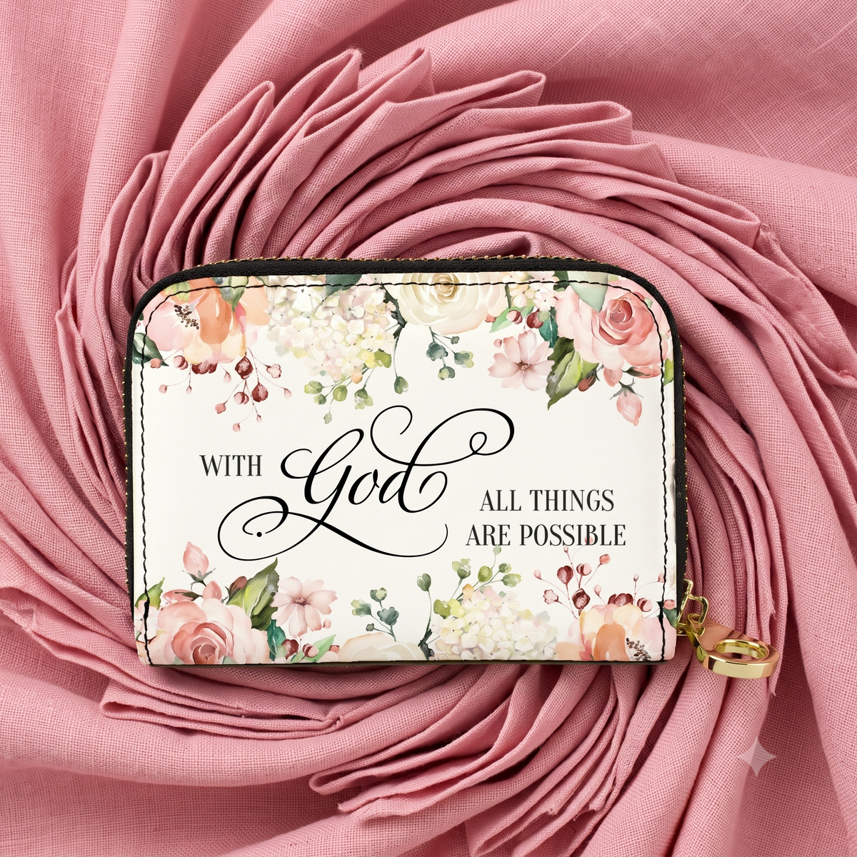 All Things Are Possible vegan leather RFID zipper wallet, alternate view