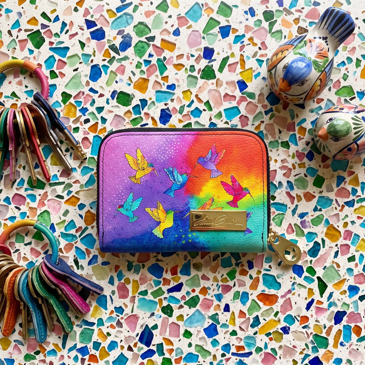 Laurel Burch Hummingbirds RFID zipper wallet