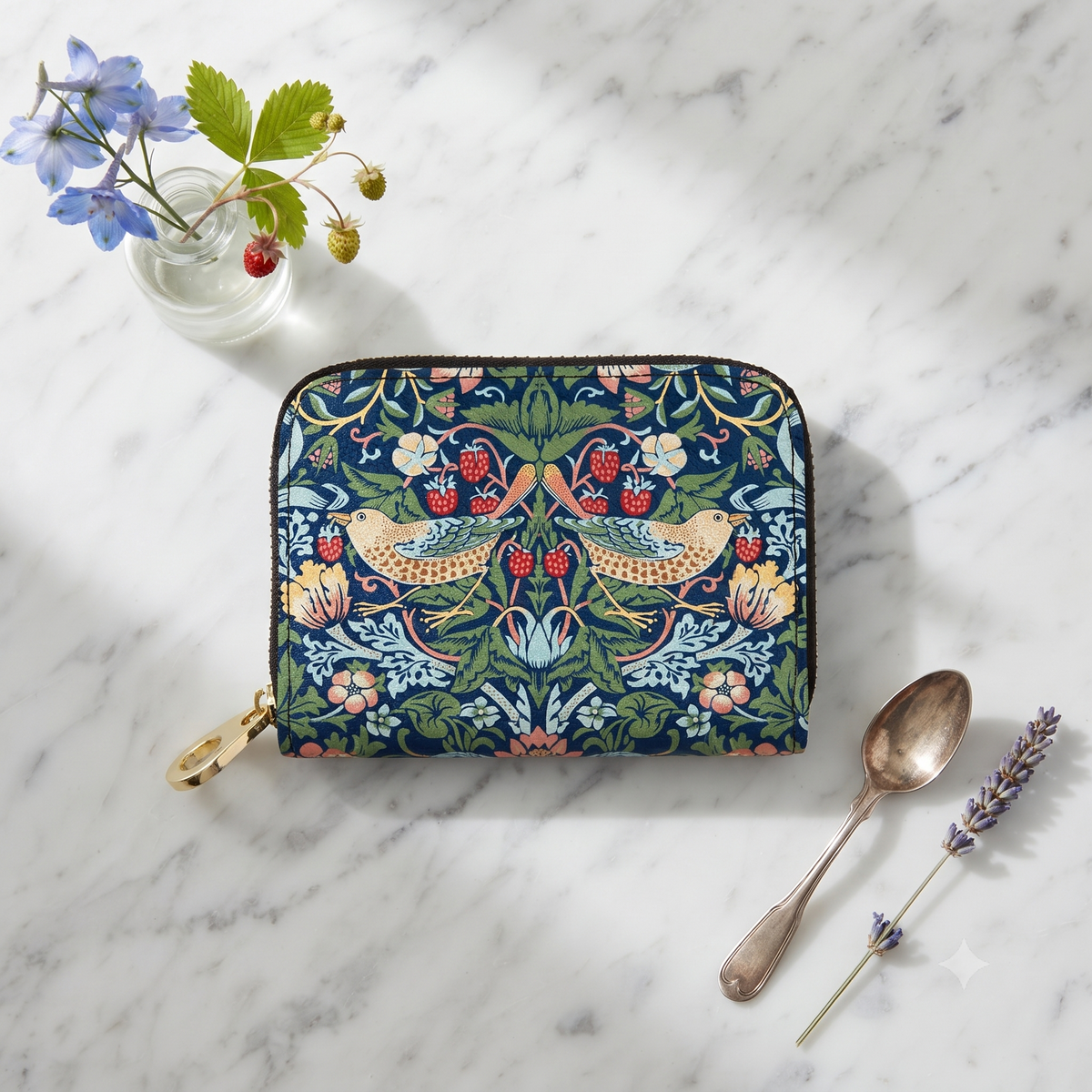 William Morris Strawberry Thief RFID zipper wallet