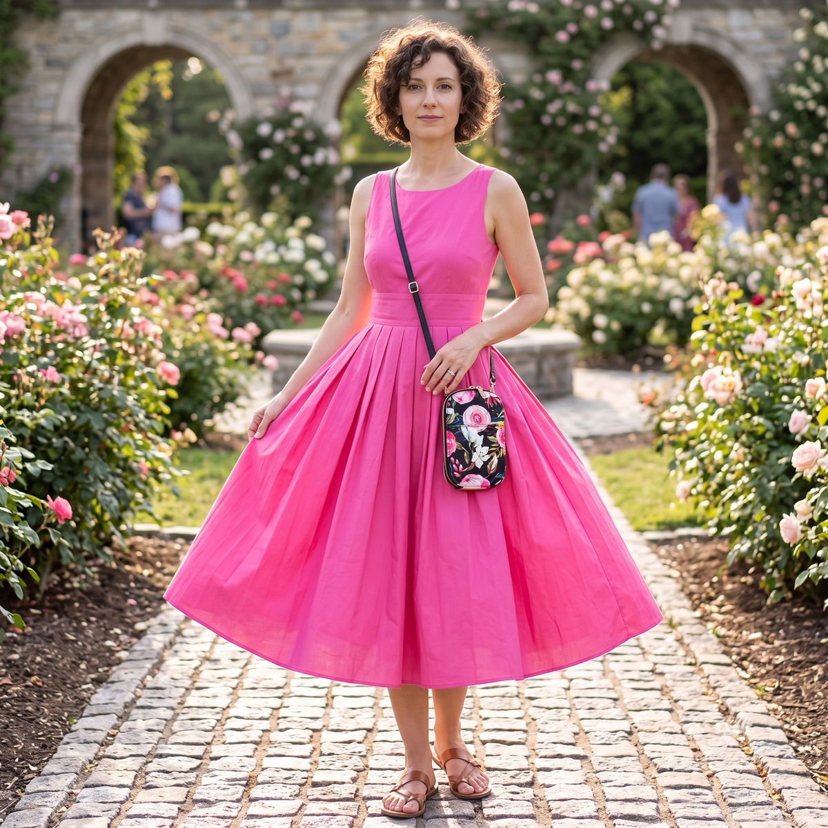 Floral on black crossbody bag