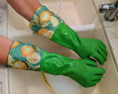 True Blues Deluxe Gauntlet Dishwashing Gloves Lemon Love