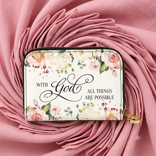 All Things Are Possible RFID Zipper Wallet