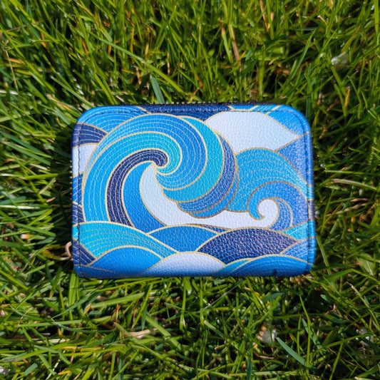 Enameled Wave RFID Zipper Wallet, lifestyle photo