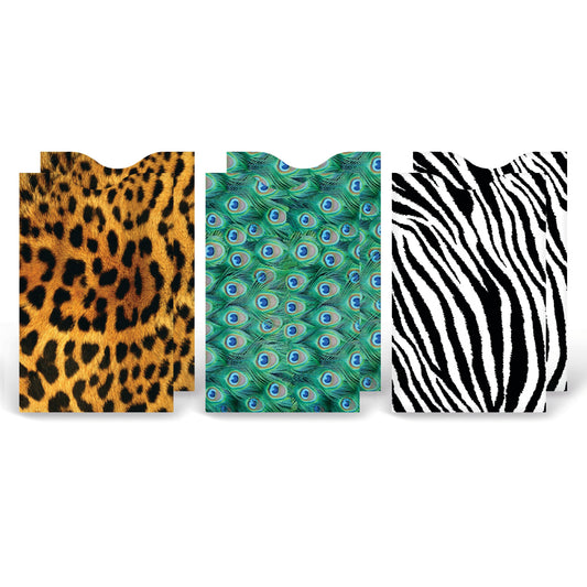 Safari Animal RFID Card Sleeves, 6 Pack
