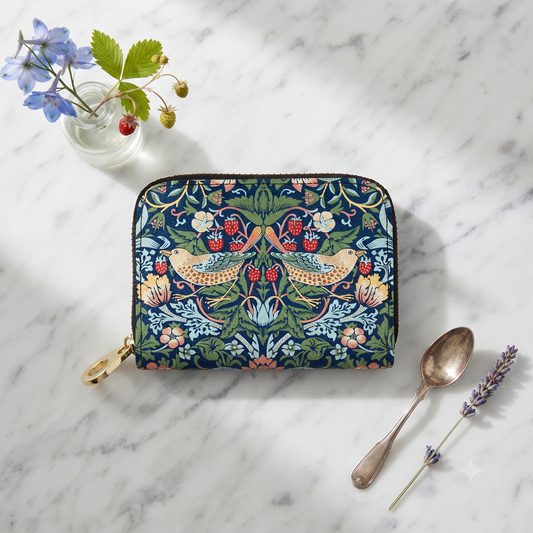 William Morris Strawberry Thief RFID Zipper Wallet, lifestyle photo