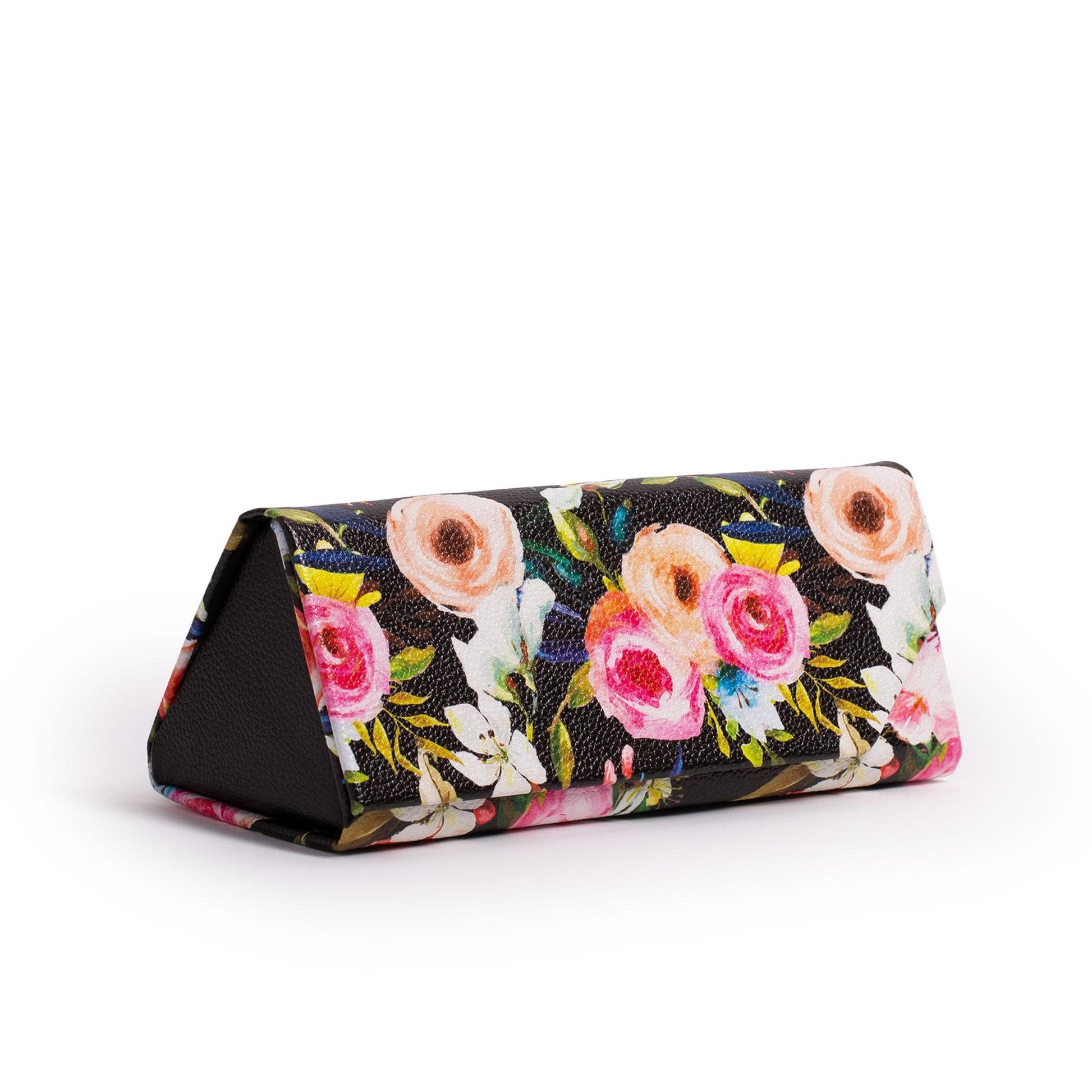 Floral on black eyeglass and sunglasses case