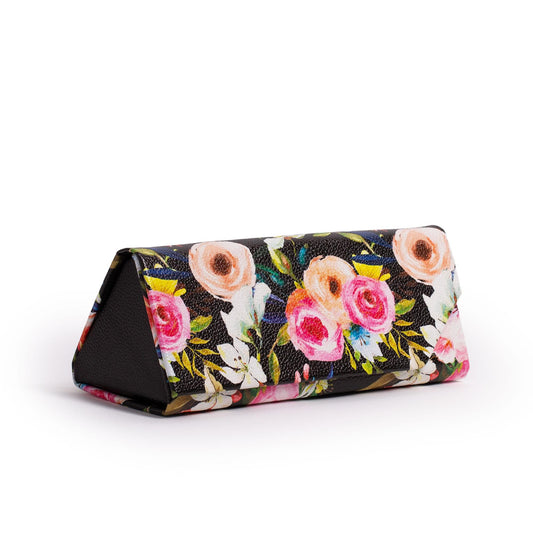 Floral on black eyeglass and sunglasses case