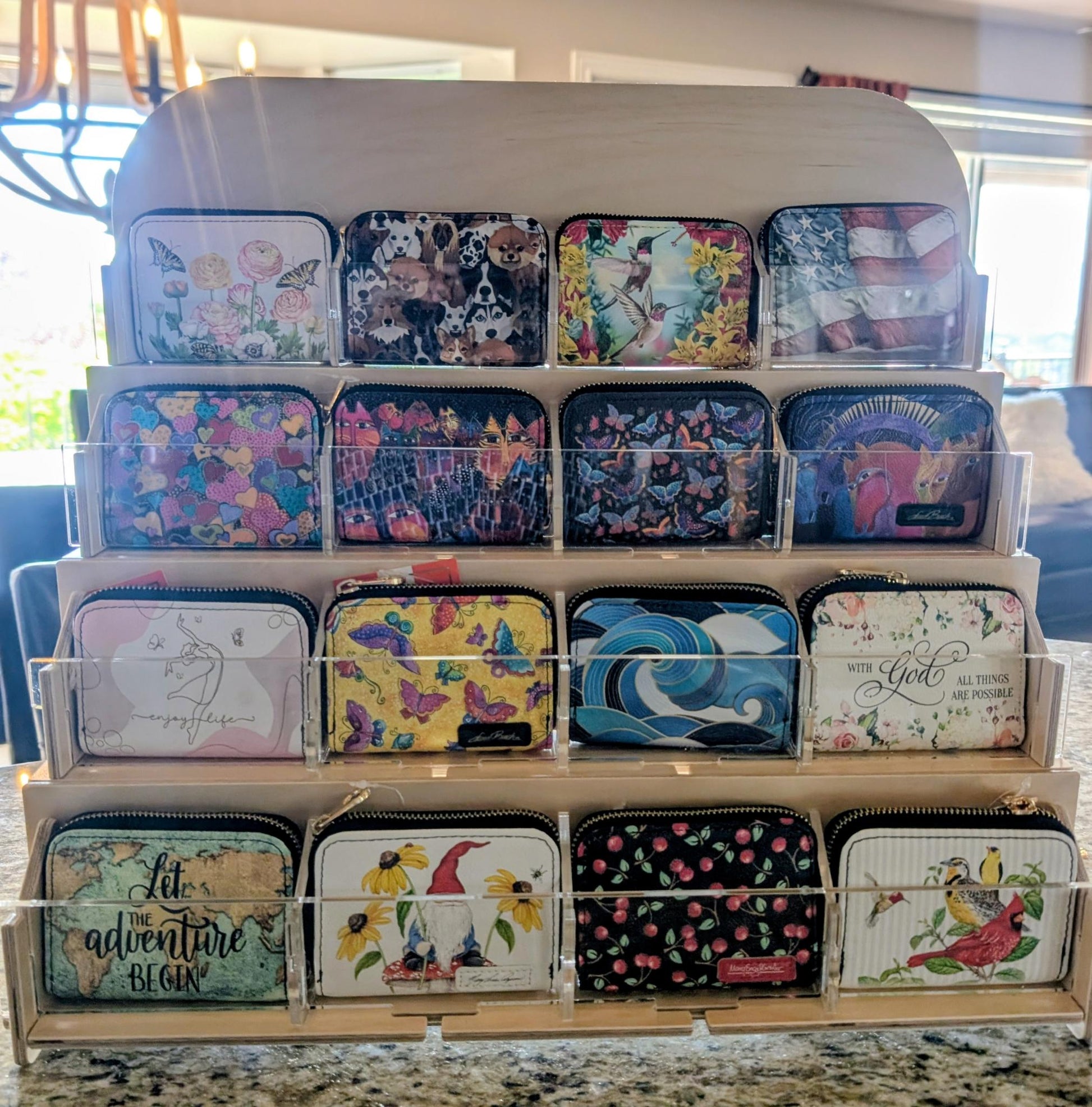 16 Wallet Wood and Acrylic Countertop Display Case