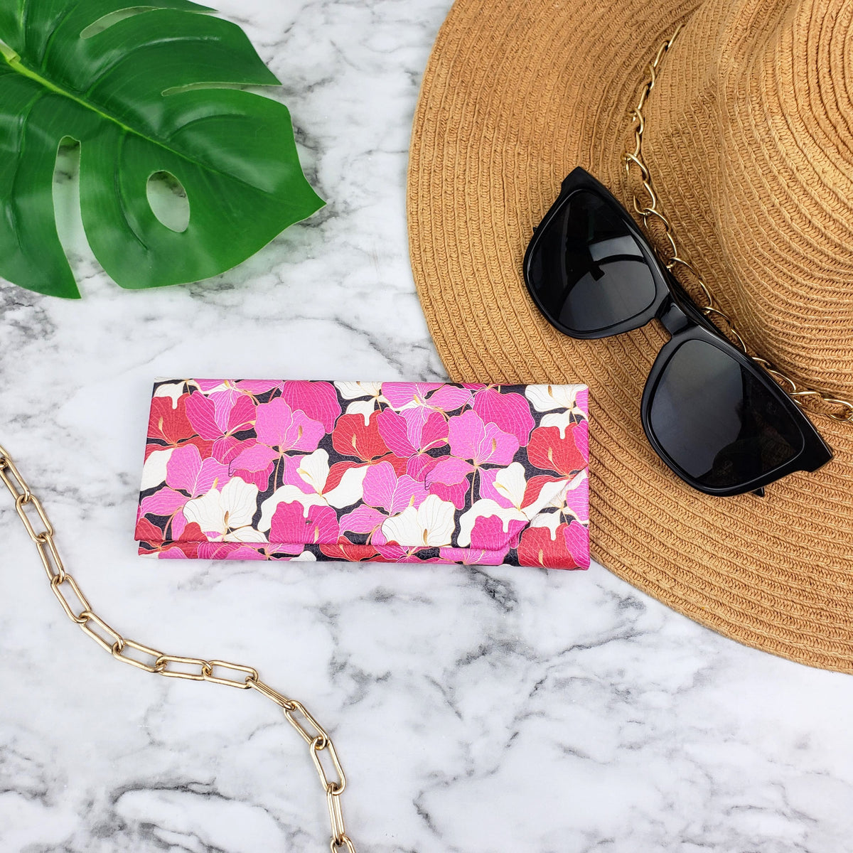 Enameled Orchids Eyeglass & Sunglasses Case