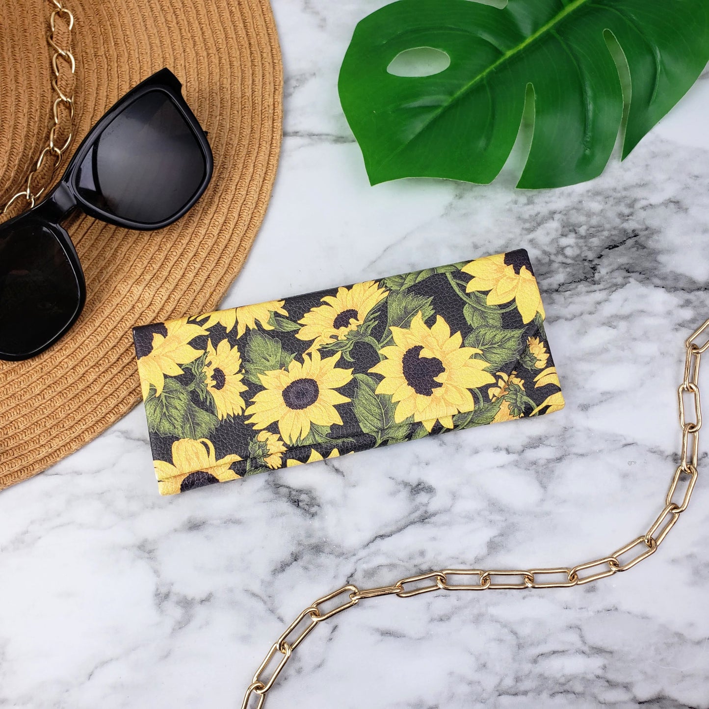 Sunflower on Black Eyeglass & Sunglasses Case