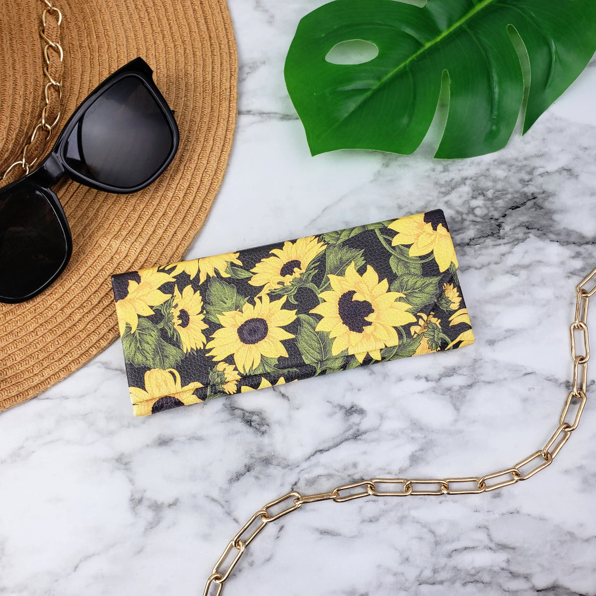 Sunflower on Black Eyeglass & Sunglasses Case