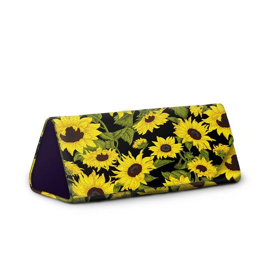 Sunflower on black eyeglass case