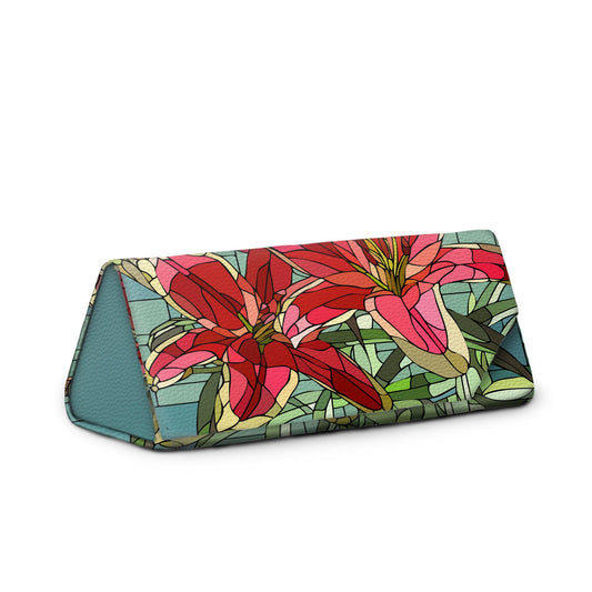 Art Glass Stargazer Lily eyeglass and sunglasses case