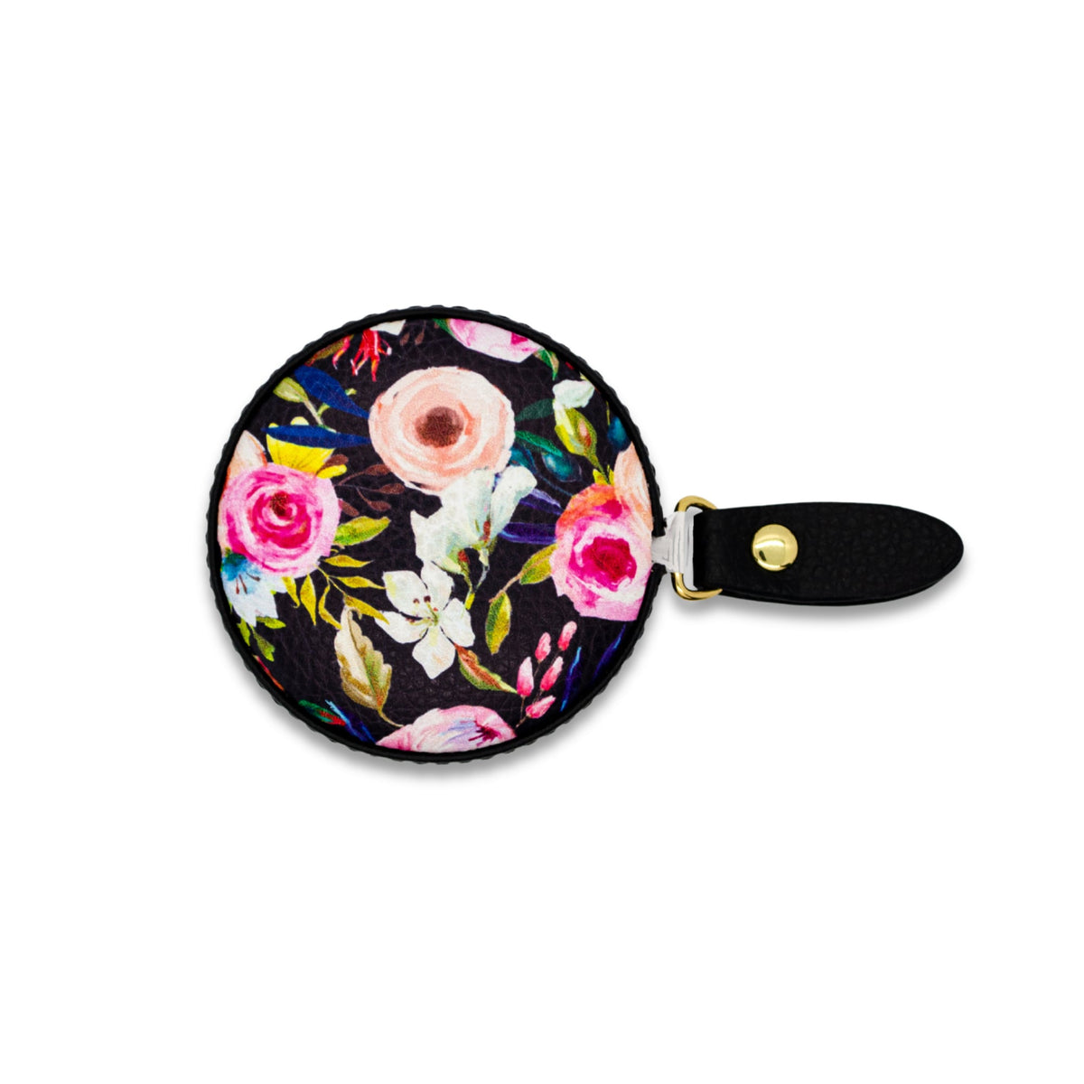 Floral on black tape measure
