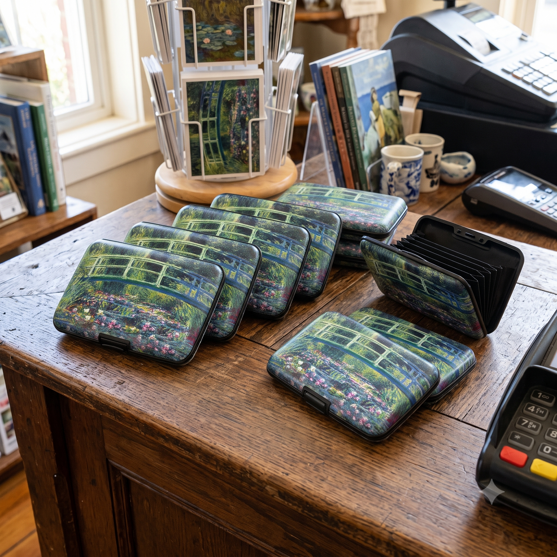 Monet Japanese bridge water lilies RFID armored wallet