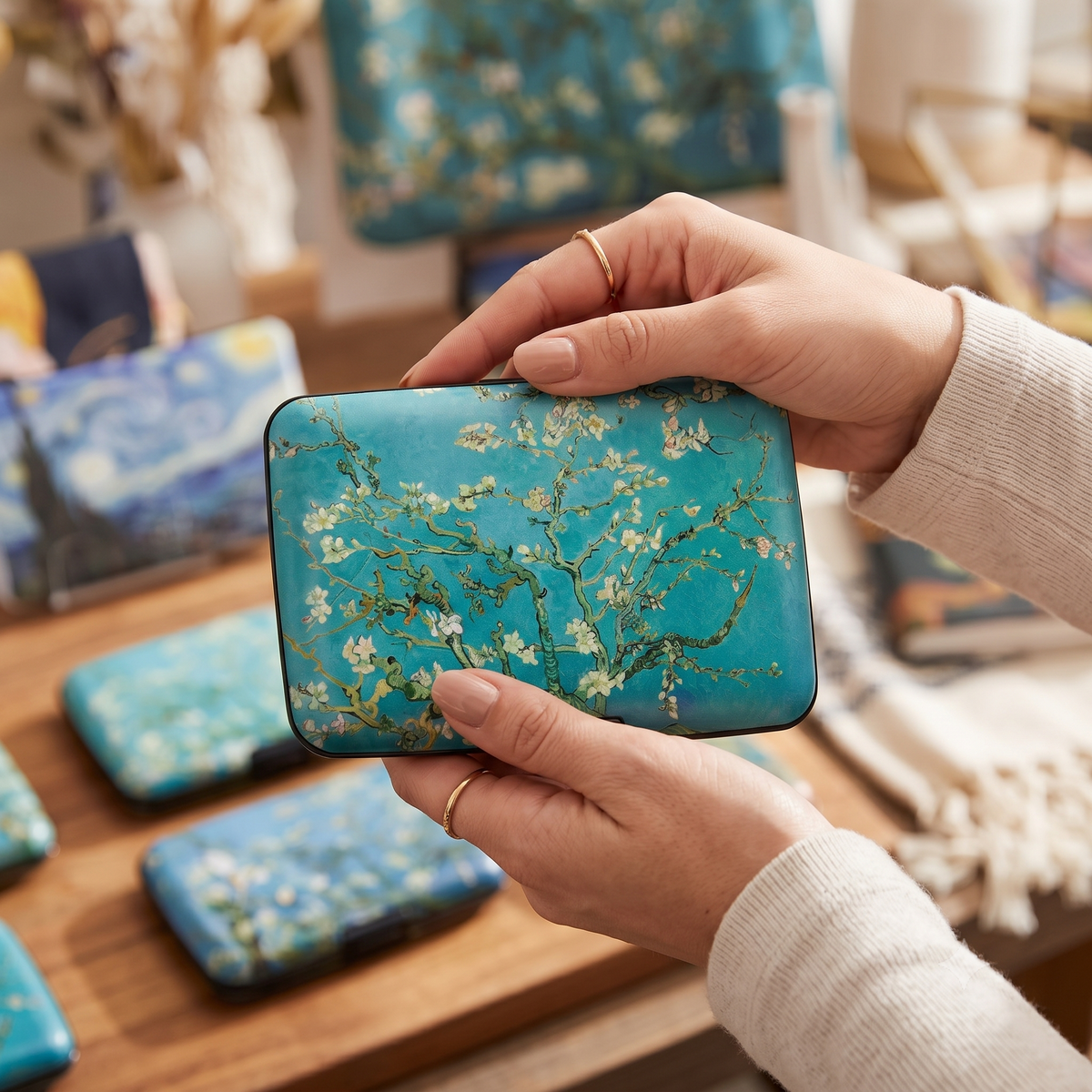 Van Gogh Almond Blossom RFID armored wallet, alternate view