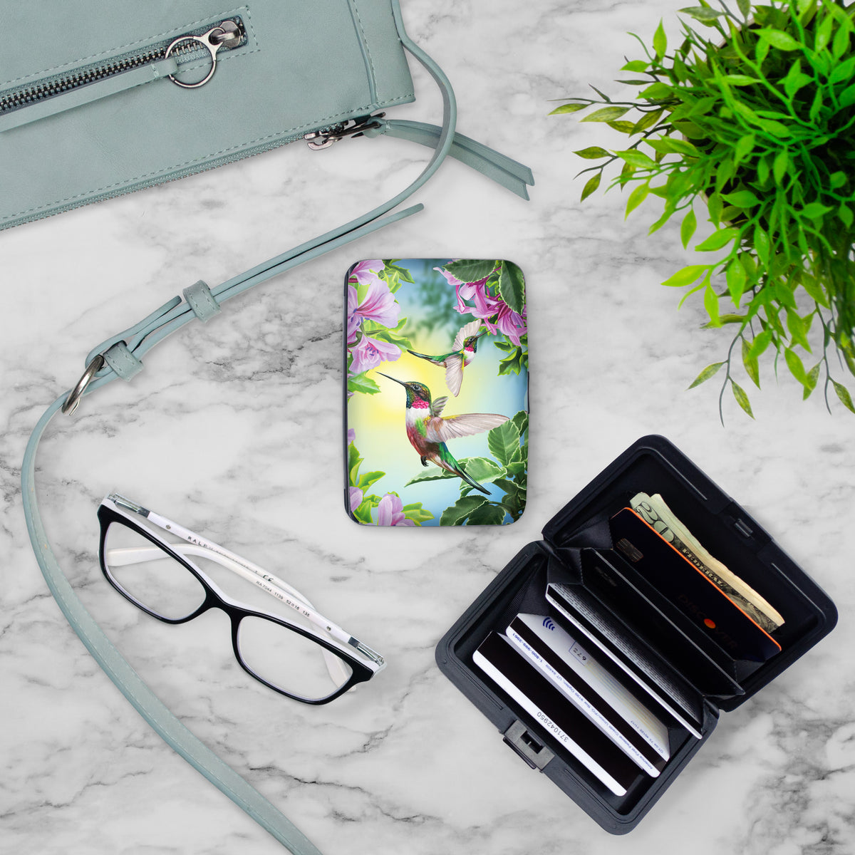 Hummingbird Purple RFID Armored Wallet