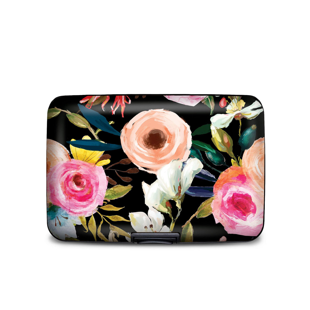 Floral on Black RFID armored wallet