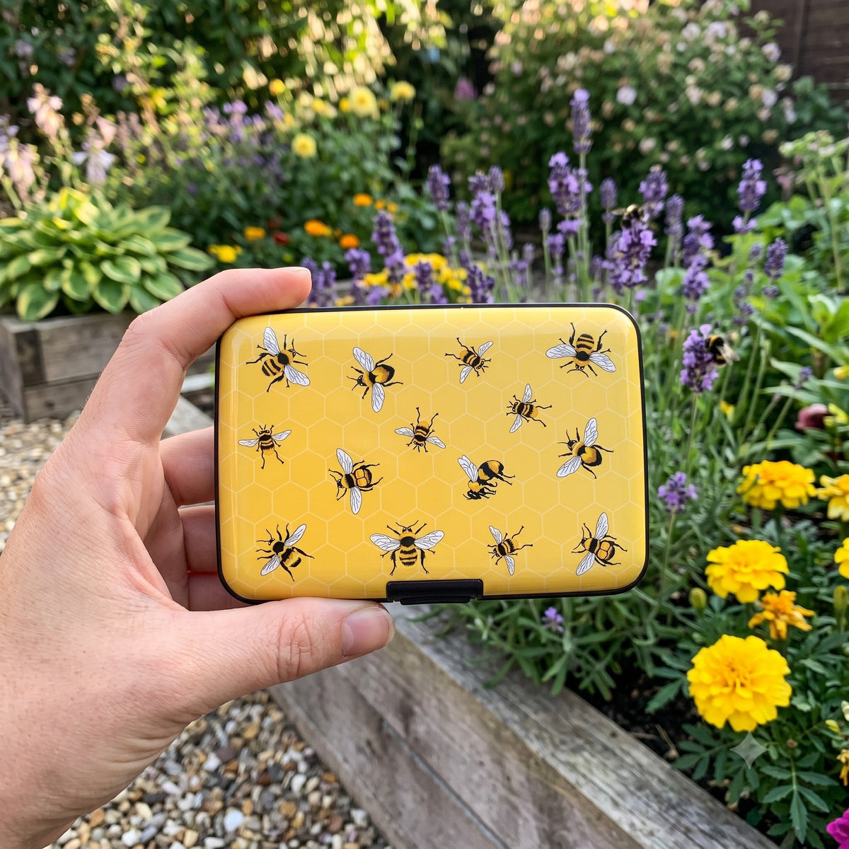 Mary Lake-Thompson Bees RFID armored wallet, styled