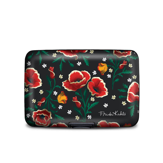Frida Kahlo poppy floral RFID armored wallet