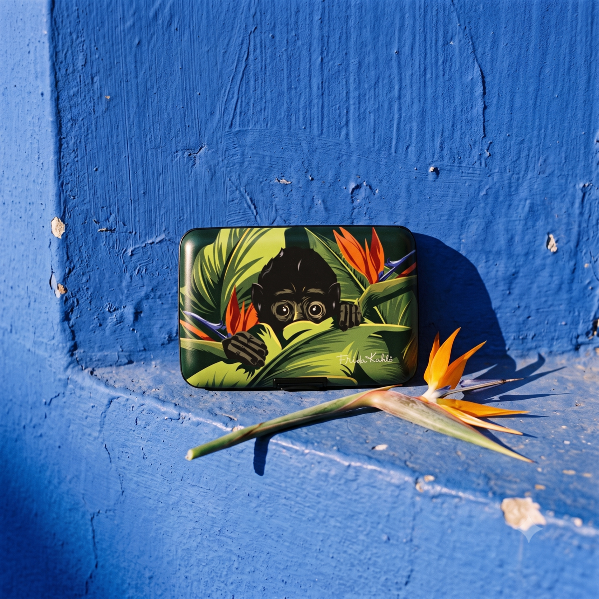 Frida Kahlo Monkey RFID armored wallet, additional view