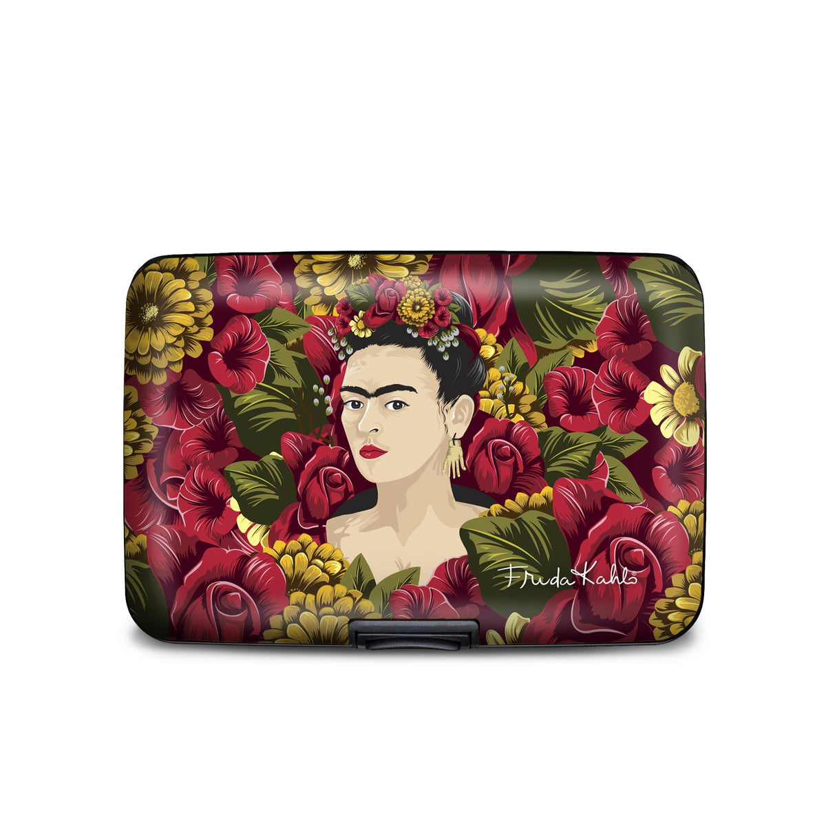 Frida Kahlo rose portrait RFID armored wallet
