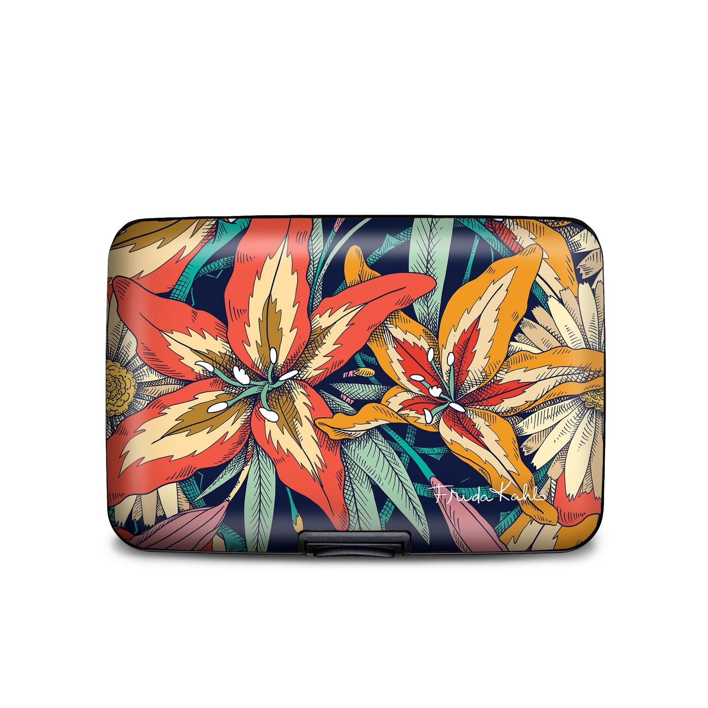 Frida Kahlo tiger lily RFID armored wallet