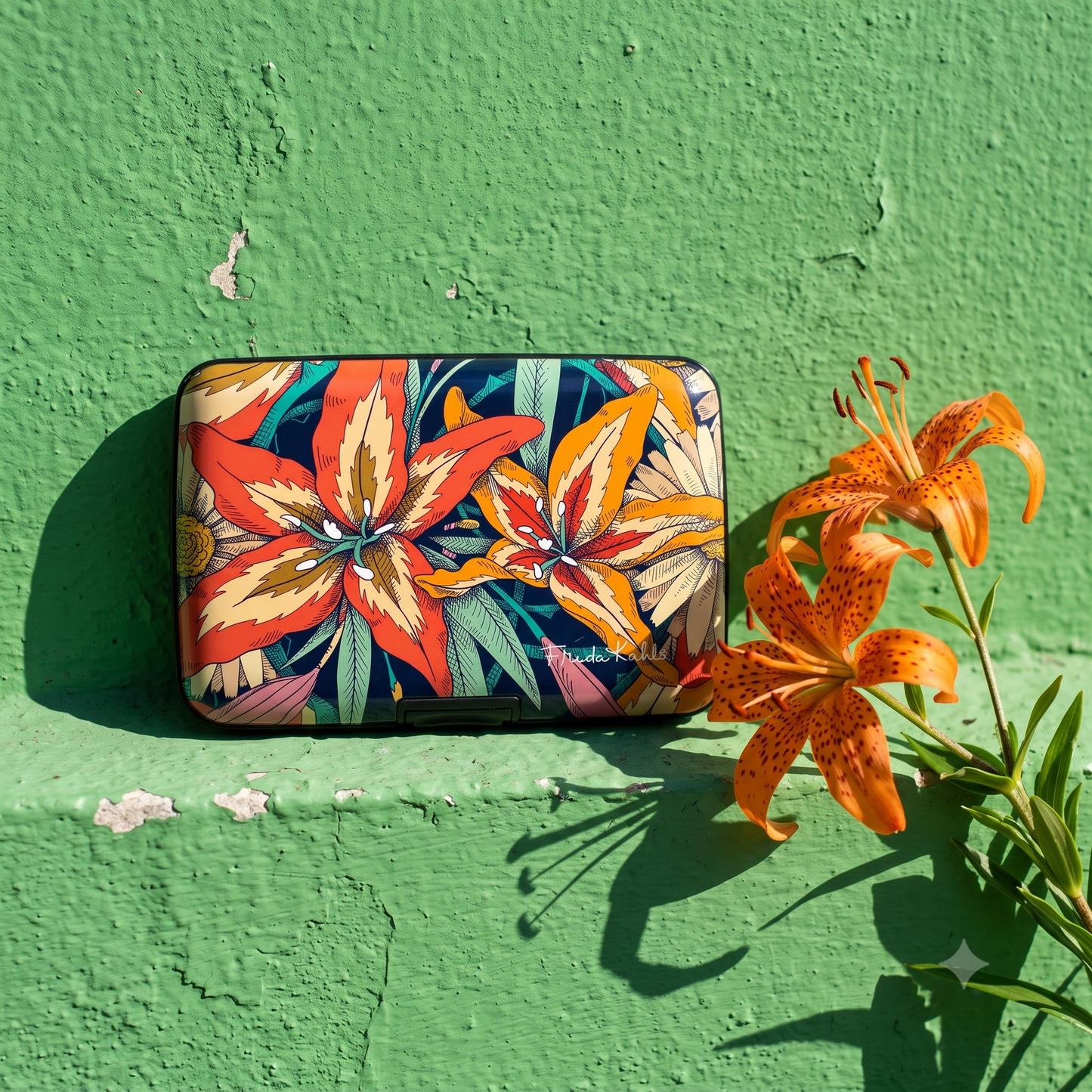 Frida Kahlo Tiger Lily RFID armored wallet, additional view