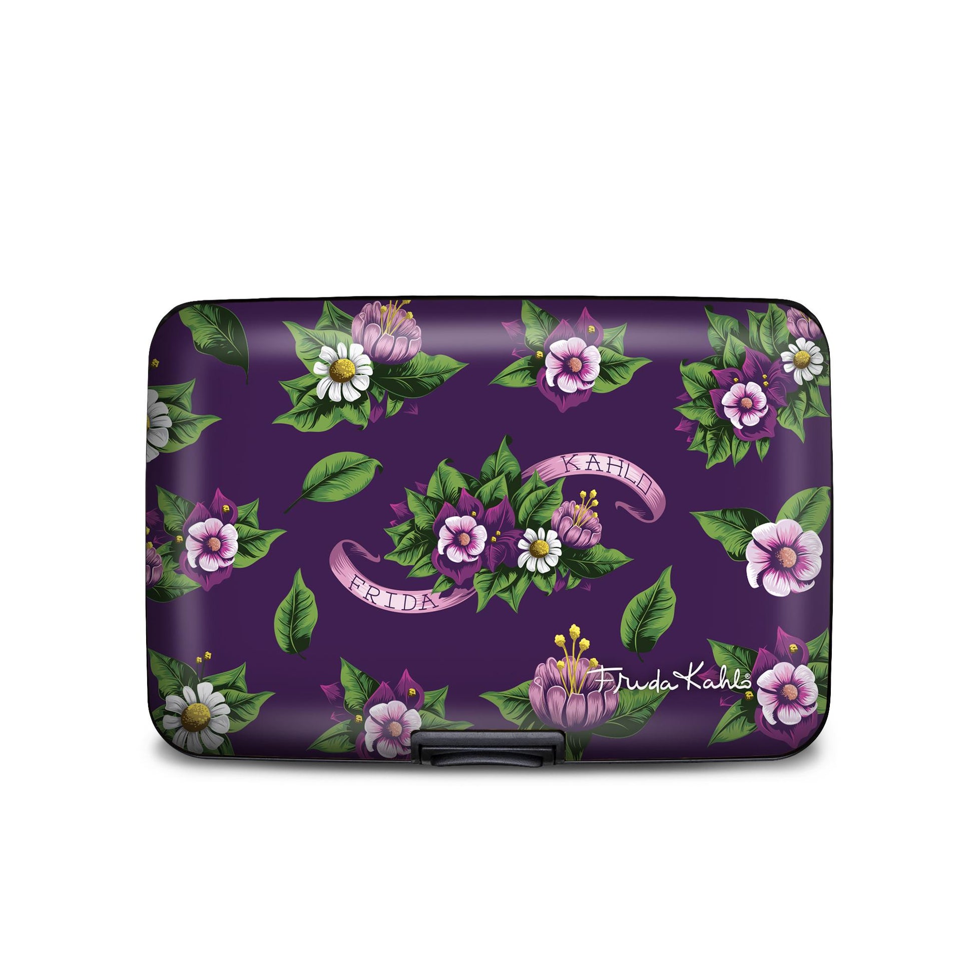 Frida Kahlo Purple Floral RFID armored wallet