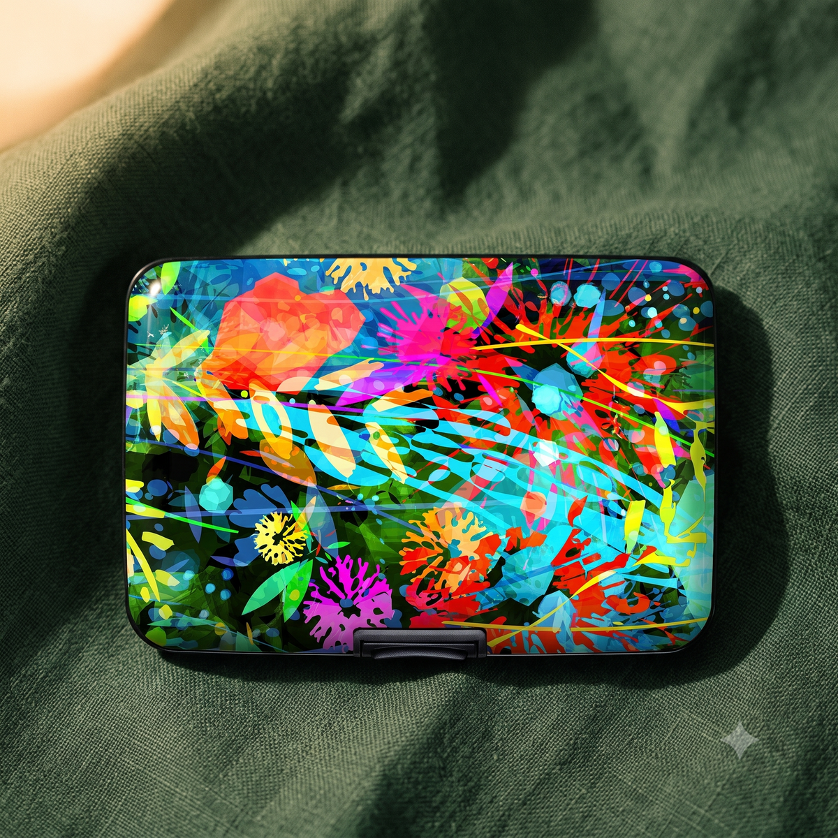 Floral Layer RFID armored wallet, additional view