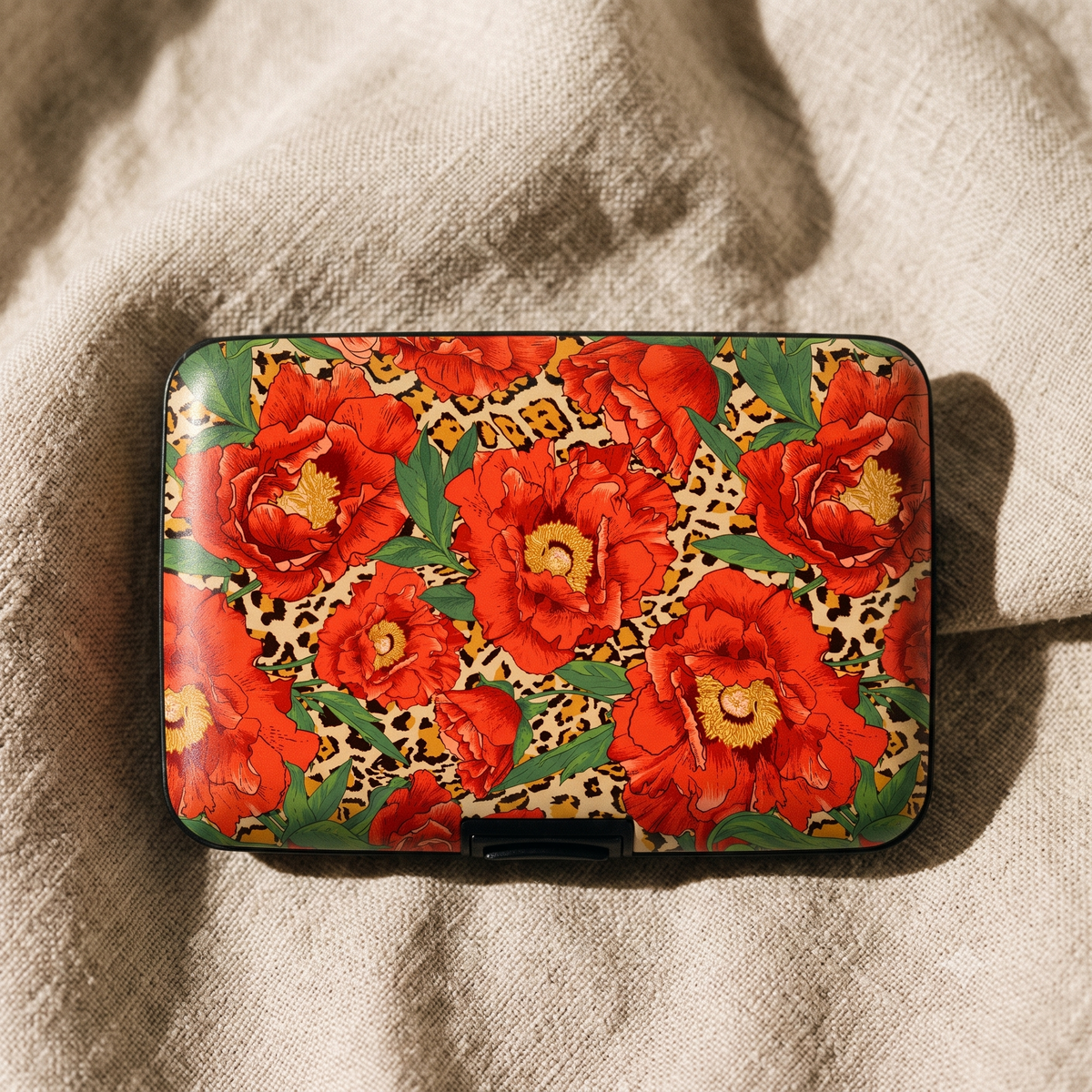 Floral Leopard Poppy RFID armored wallet, additional view
