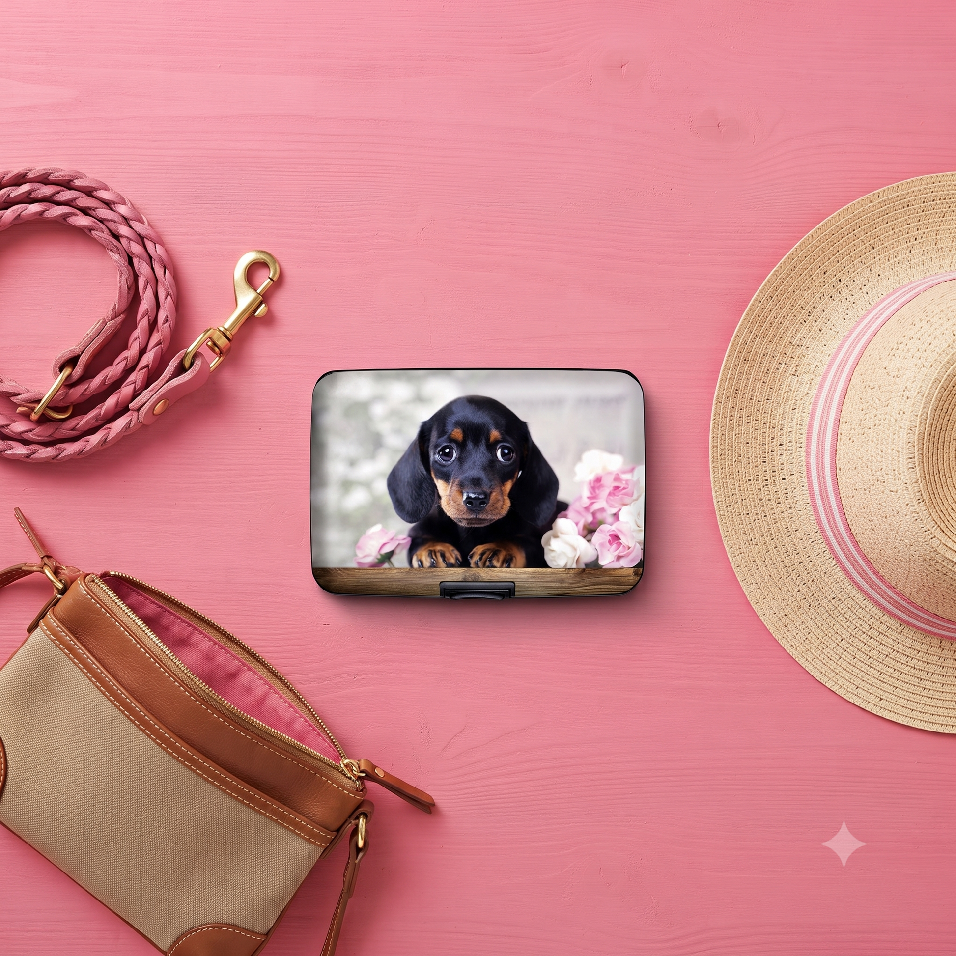 Dachshund Puppy RFID armored wallet