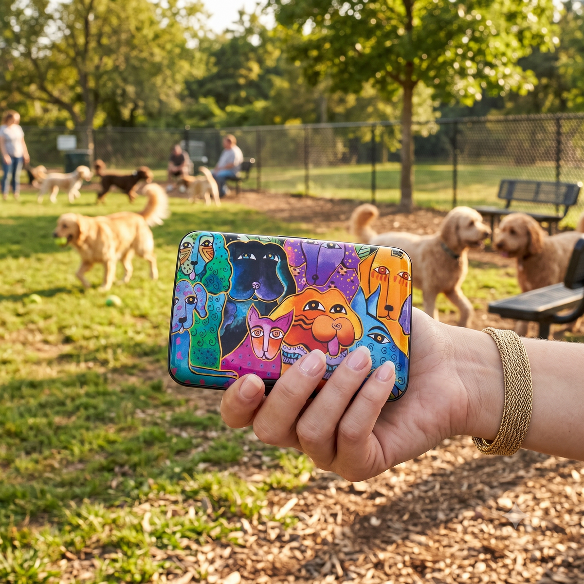 Laurel Burch Dogs & Doggies RFID armored wallet