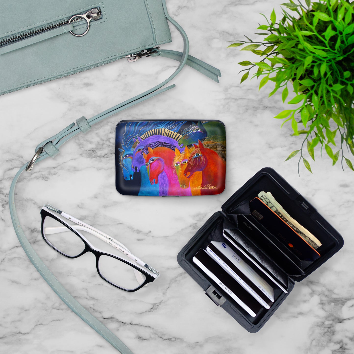 Laurel Burch Wild Horses of Fire RFID Armored Wallet