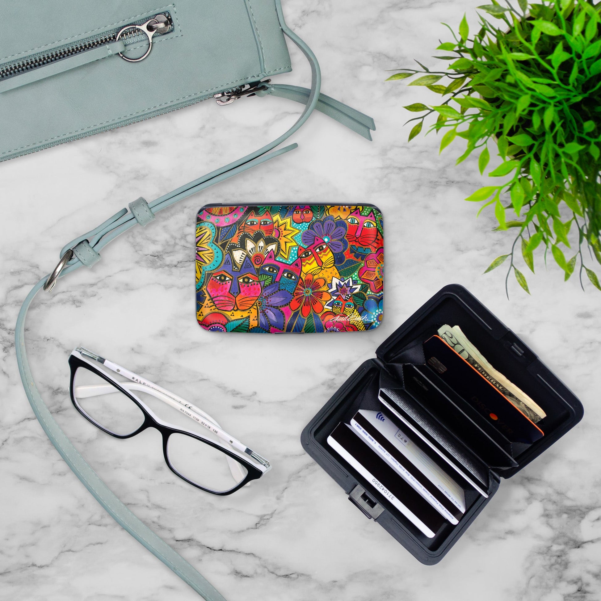 Laurel Burch Laurel's Garden RFID armored wallet, styled