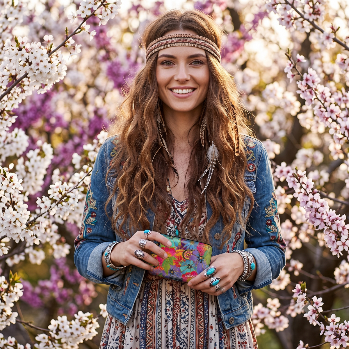 Laurel Burch Blossoming Florals RFID armored wallet