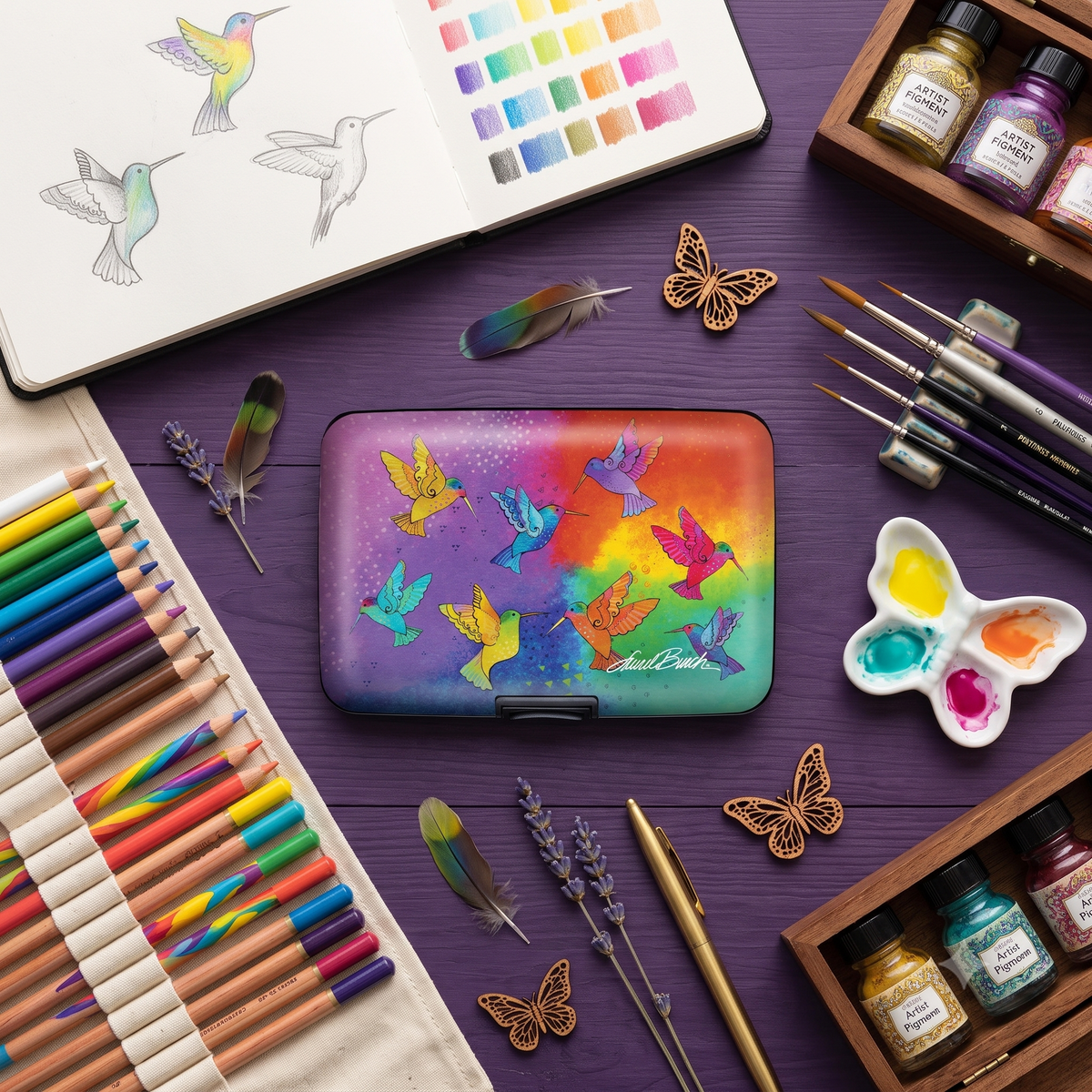 Laurel Burch Hummingbirds RFID armored wallet