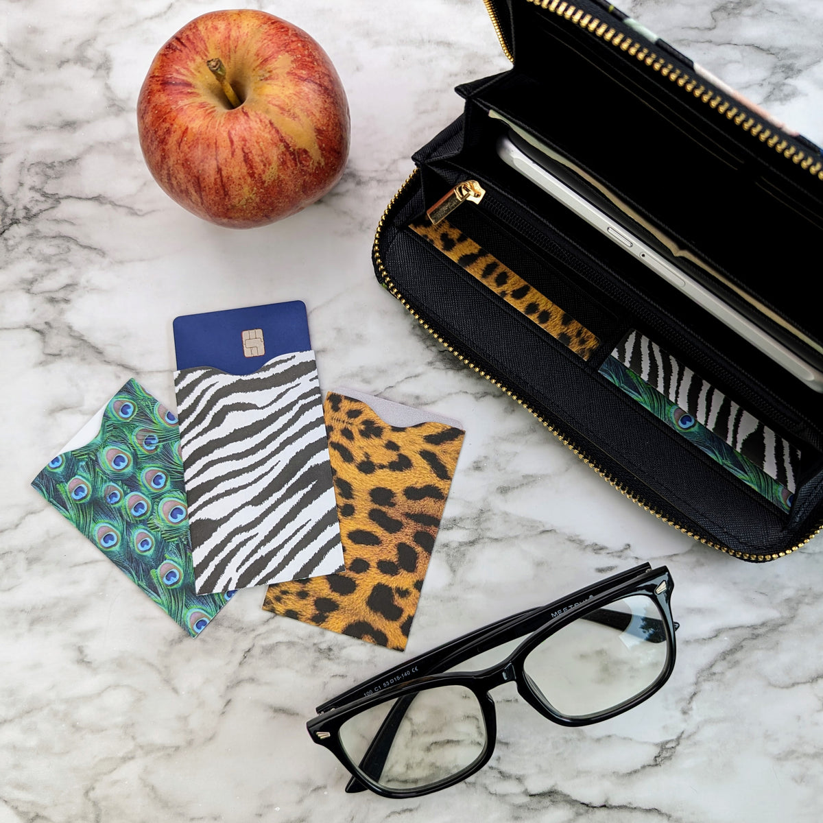Safari Animal RFID Card Sleeves, 6 Pack