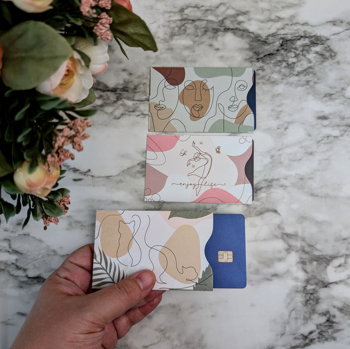 Line Art RFID Card Sleeves, 6 Pack