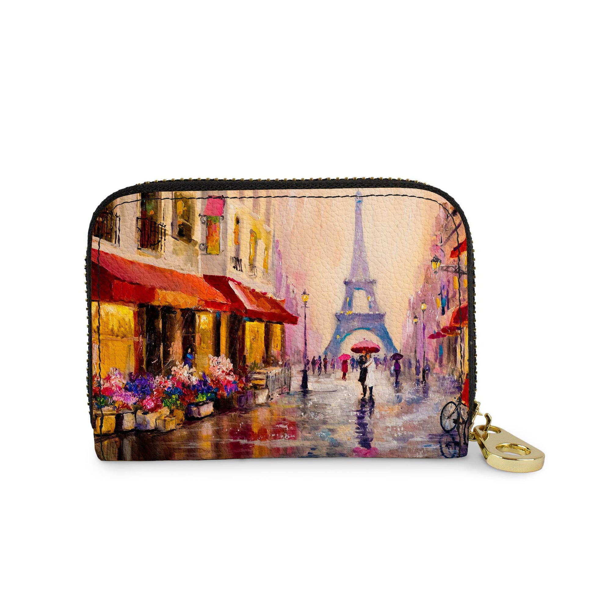 Travel Paris vegan leather RFID zipper wallet