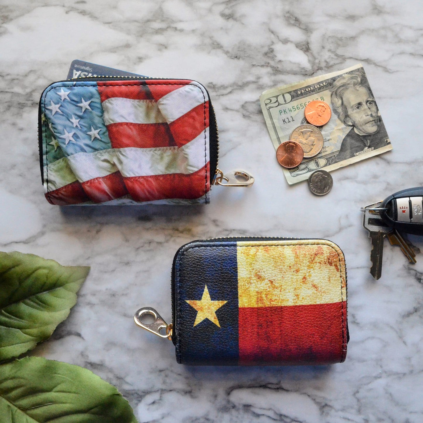American Flag RFID Zipper Wallet