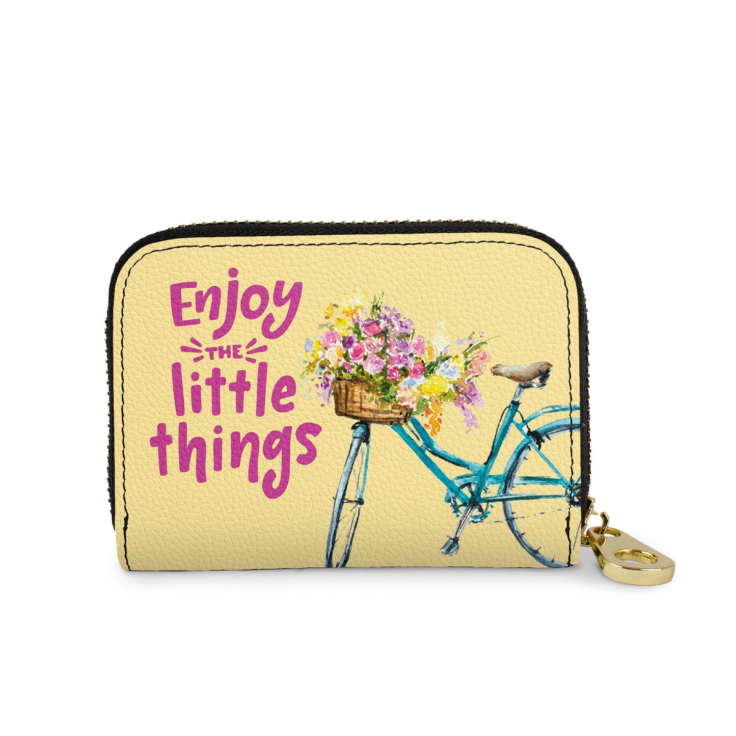 Enjoy the Little Things vegan leather RFID zipper wallet
