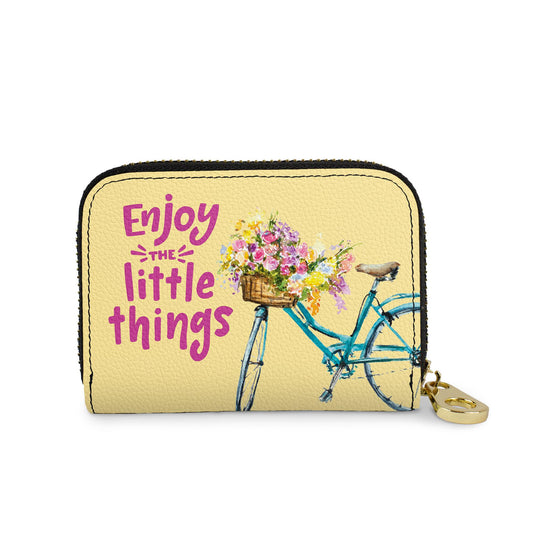 Enjoy the Little Things vegan leather RFID zipper wallet