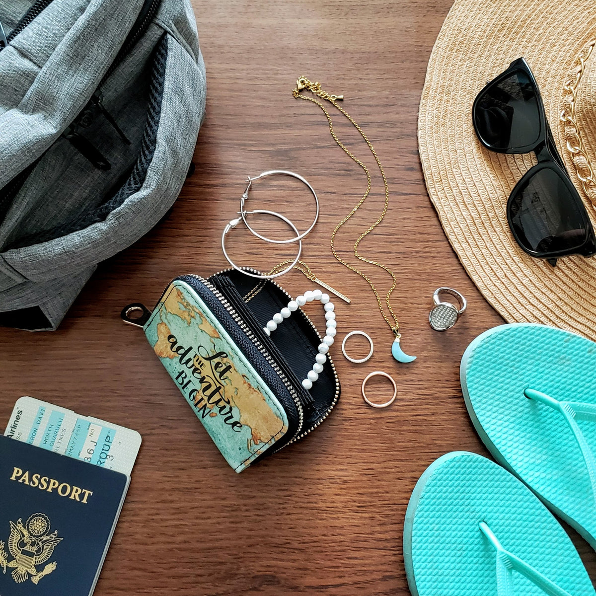 Let the Adventure Begin RFID Zipper Wallet
