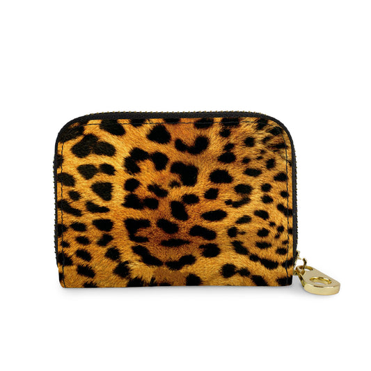 Leopard Print vegan leather RFID zipper wallet